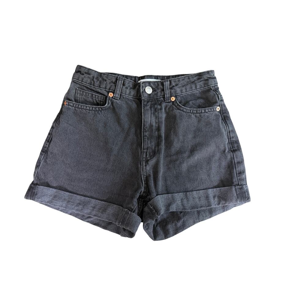Mango MOM80 Black/Grey Cuffed Jean Shorts Size 4